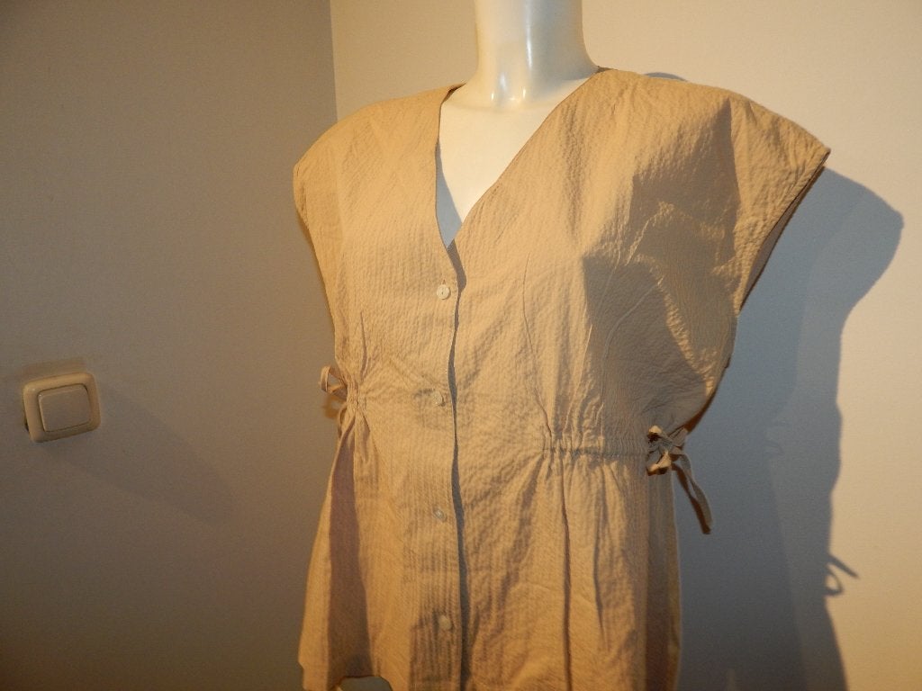 Elvine aparte blouse koortjes strikjes baggy oversized S/M, Verzenden, Beige, Elvine, Zo goed als nieuw