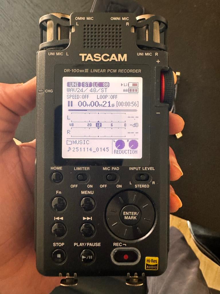 Tascam DR-100 MKIII Lineaire PCM Recorder, Ophalen of Verzenden, Gebruikt, Audio