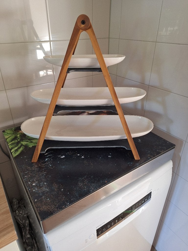 villeroy en boch  etagère met 3 schalen plus sausbakjes., Ophalen, Zo goed als nieuw, Modern, Hout