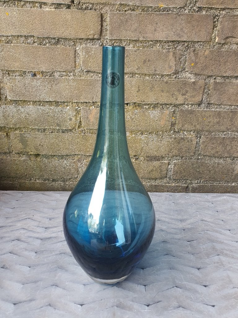 Blauwe IKEA glazen vaas – Scandinavisch design, Ophalen of Verzenden, Zo goed als nieuw, Blauw, Glas
