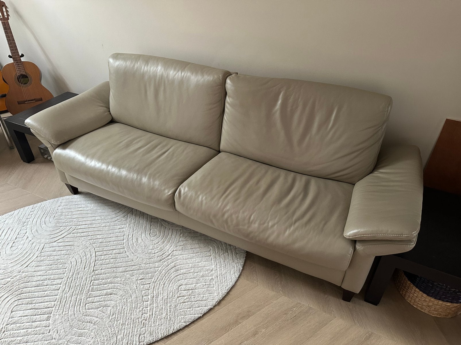 Leren relaxbank 3-zitter (incl. hoofdsteun), Huis en Inrichting, Ophalen, Relax, Gebruikt, Driepersoons