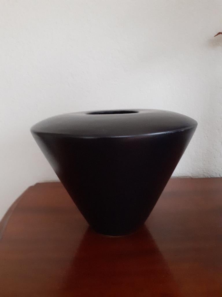 Vintage Claude Dumas Art deco vaas UFO zwart *eureka*, Ophalen of Verzenden