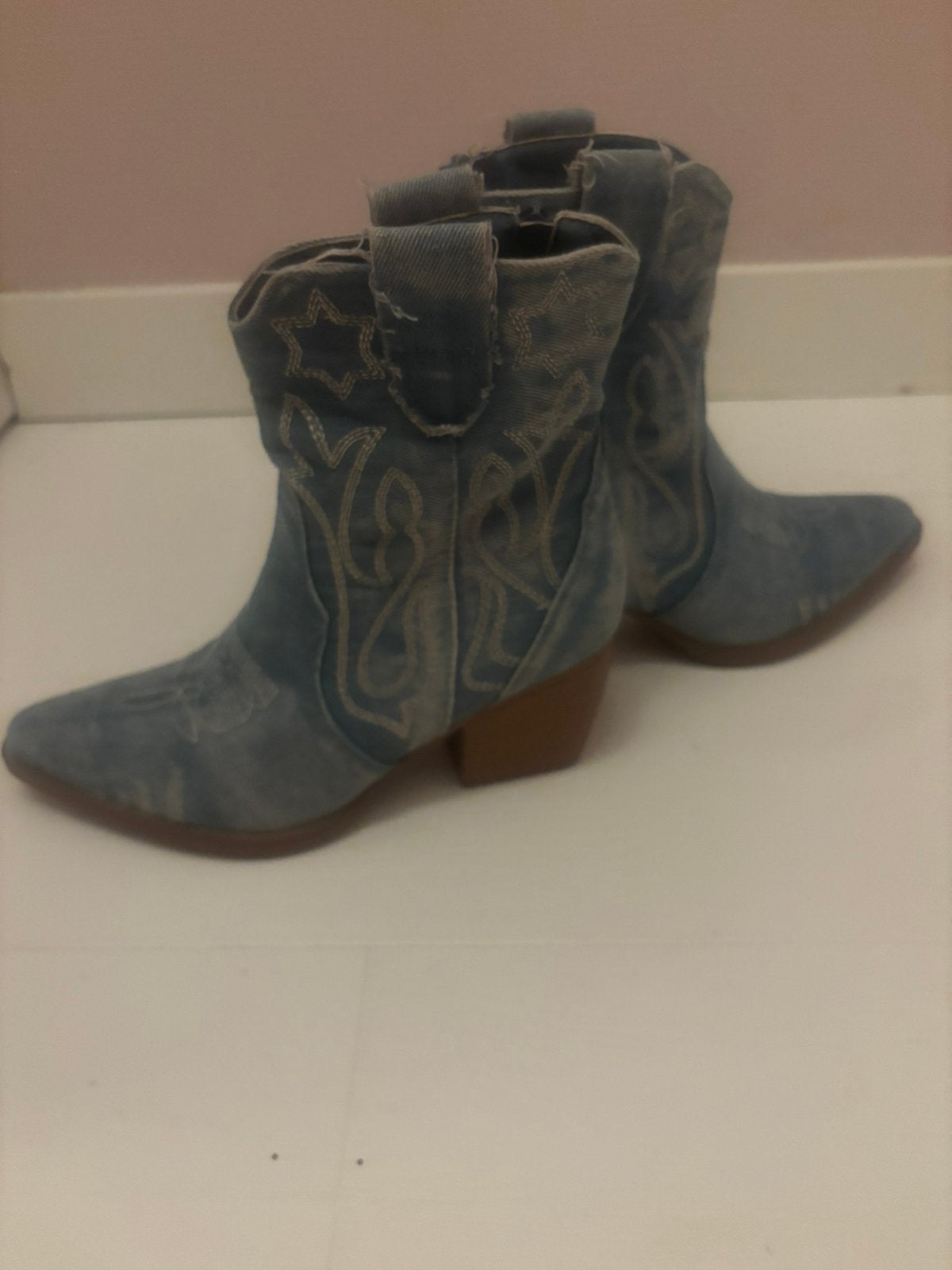 Demin hakken, Kleding | Dames, Schoenen, Ophalen of Verzenden, Zo goed als nieuw, Blauw