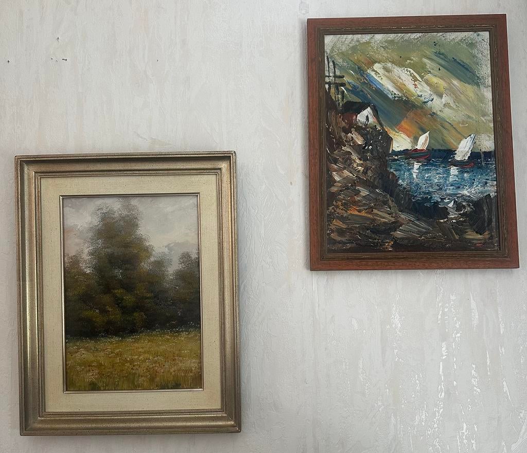 2 originele schilderijen – olie op doek – met lijst”, Ophalen