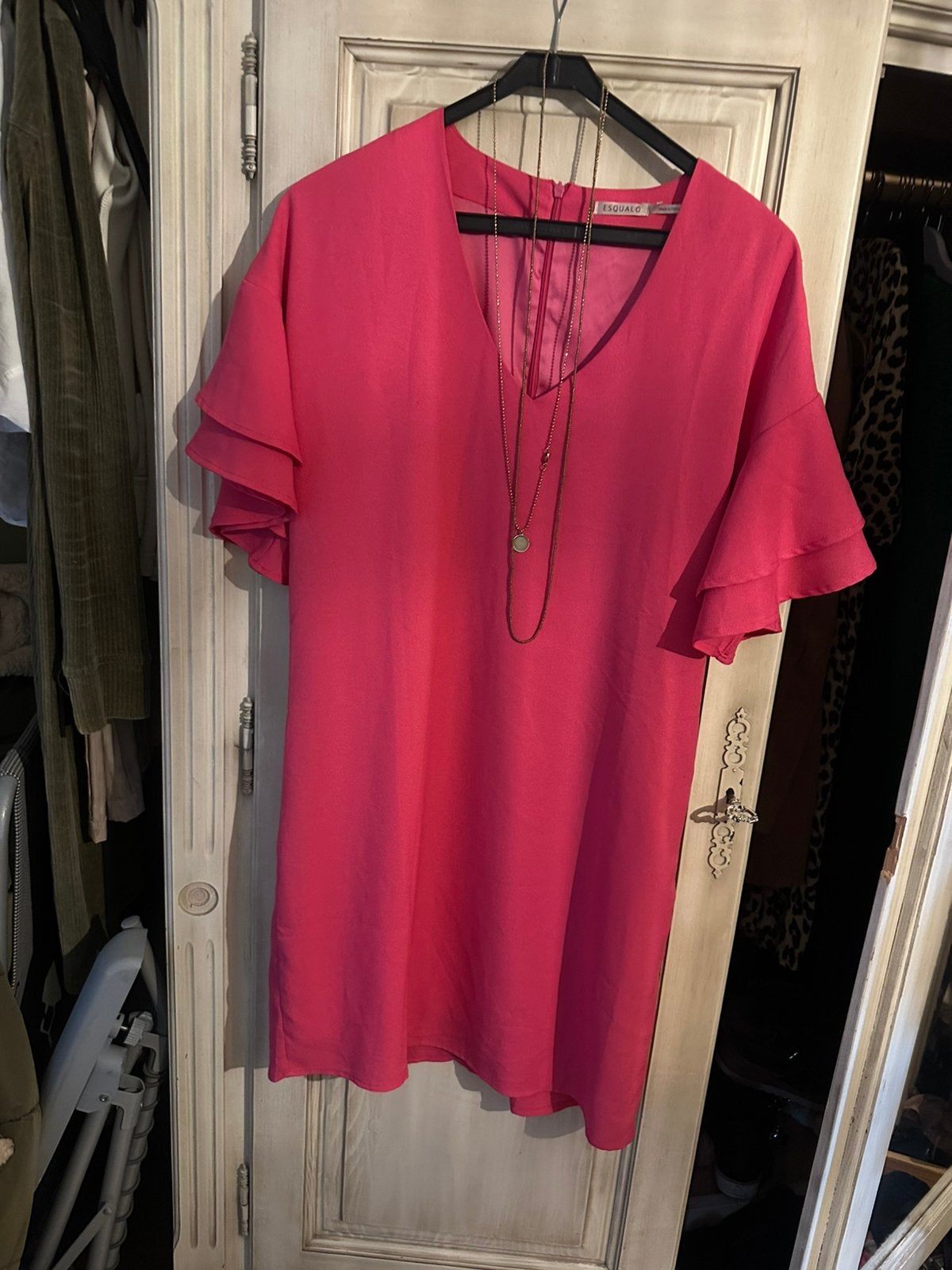 Roze jurk trompet mouw maat s esqualo, Verzenden, Zo goed als nieuw, Roze, Maat 36 (S)