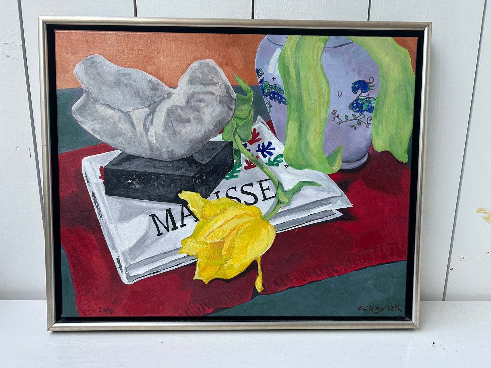 Stilleven boek Matisse - Acrylverf 40x50 cm - Maarten Giltay, Antiek en Kunst, Acrylverf, Doek, Stilleven, Ophalen of Verzenden