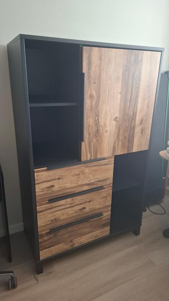 Kast Luc - Antraciet/Eikenkleur - 150x90x48 cm, Ophalen