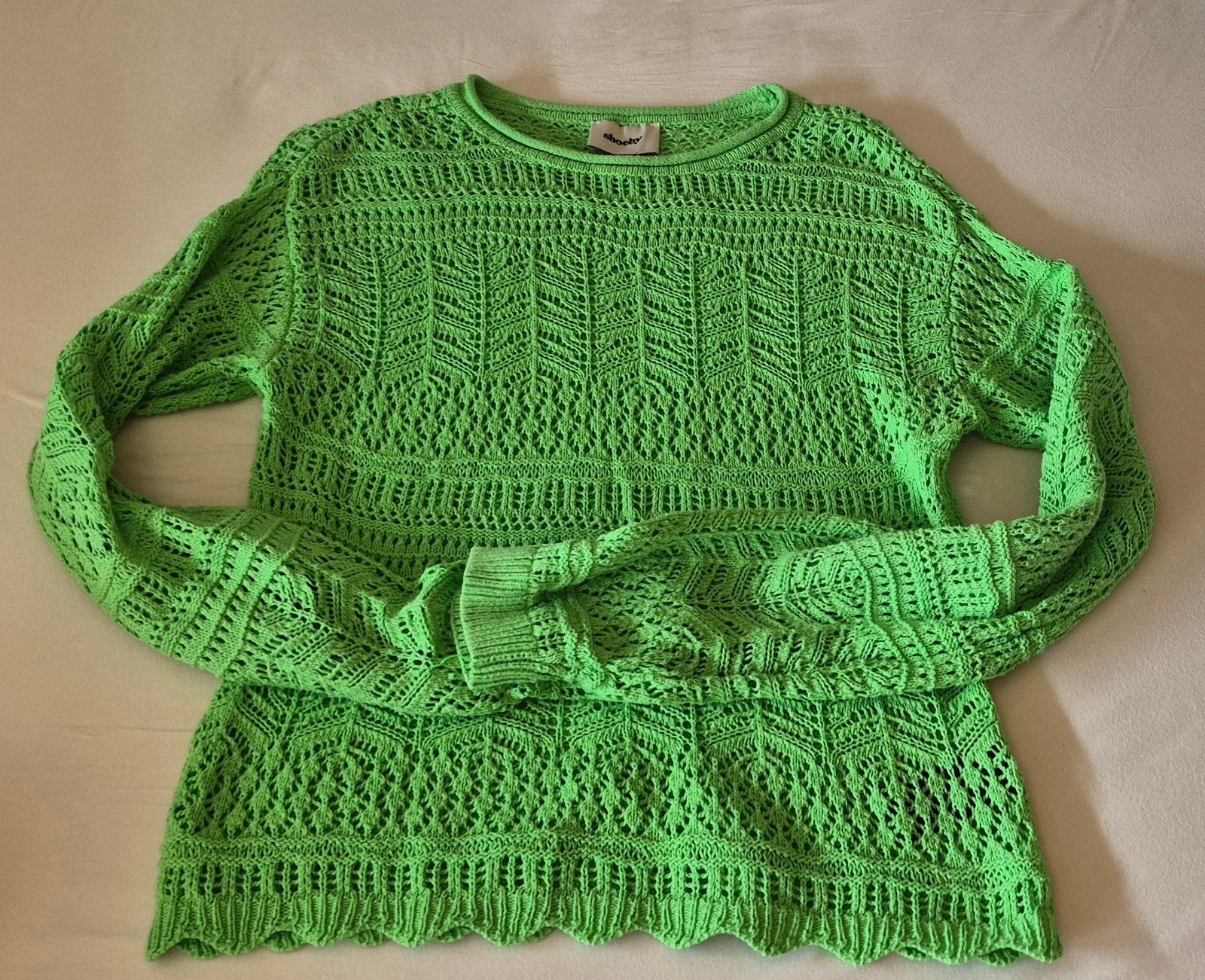 Shoeby gehaakte top - Neon groen maat S, Nieuw, Ophalen of Verzenden, Lange mouw, Shoeby