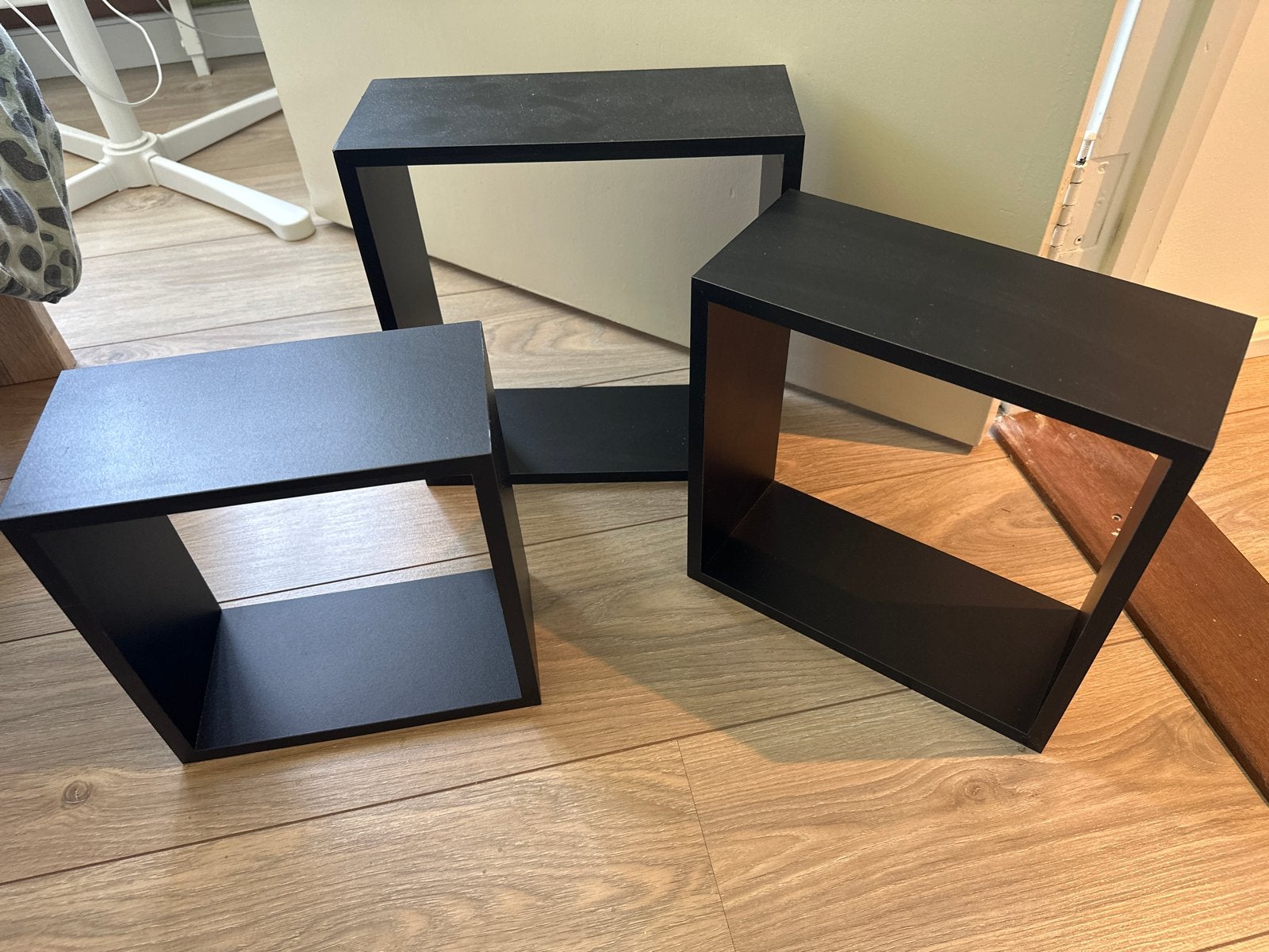 Set van 3 zwarte kubus wandplanken, Ophalen of Verzenden, Gebruikt