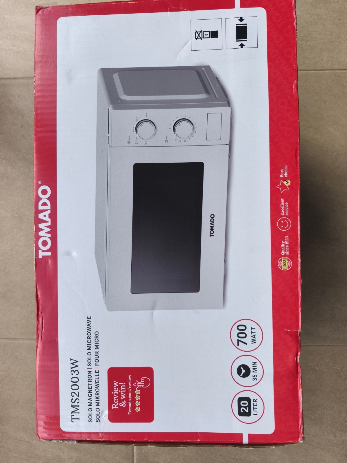 Tomado TMS2003W Solo Magnetron - 20 Liter, 700 Watt, Ophalen, Nieuw, Magnetron, Draaiplateau