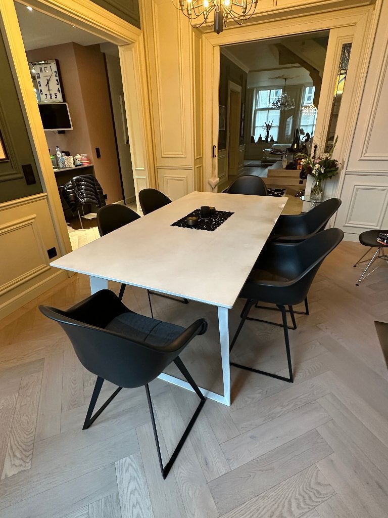 modern dining table/6 chairs Moderne Eettafel met 6 Stoelen, Ophalen, Gebruikt, 100 tot 150 cm, 50 tot 100 cm