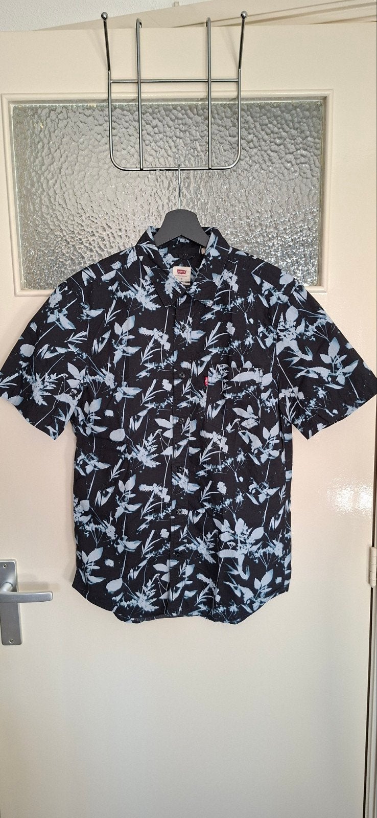 Levi's Herenoverhemd Korte Mouw Botanische Print Maat S, Levi's, Blauw, Halswijdte 38 (S) of kleiner, Ophalen of Verzenden