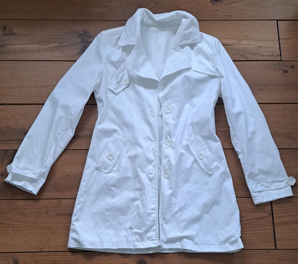 witte trenchcoat dames - Maat M/L (38/40), Kleding | Dames, Ophalen of Verzenden, Gedragen, Maat 38/40 (M), Wit