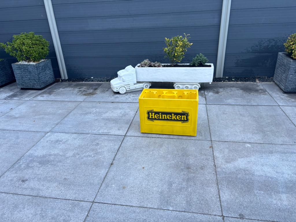 Leuk geel Heineken kratje, Ophalen of Verzenden, Zo goed als nieuw, Glas of Glazen, Heineken
