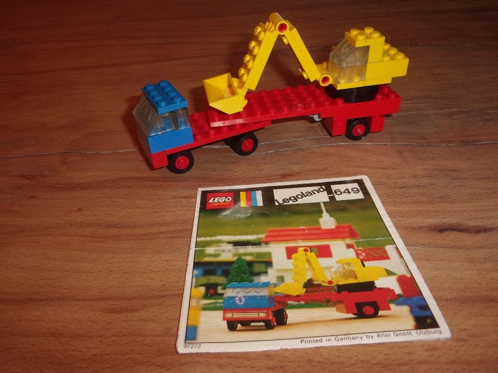 Lego Legoland 649-1 Low-Loader with Excavator uit 1972, Gebruikt, Lego, Inclusief instructies, Ophalen of Verzenden