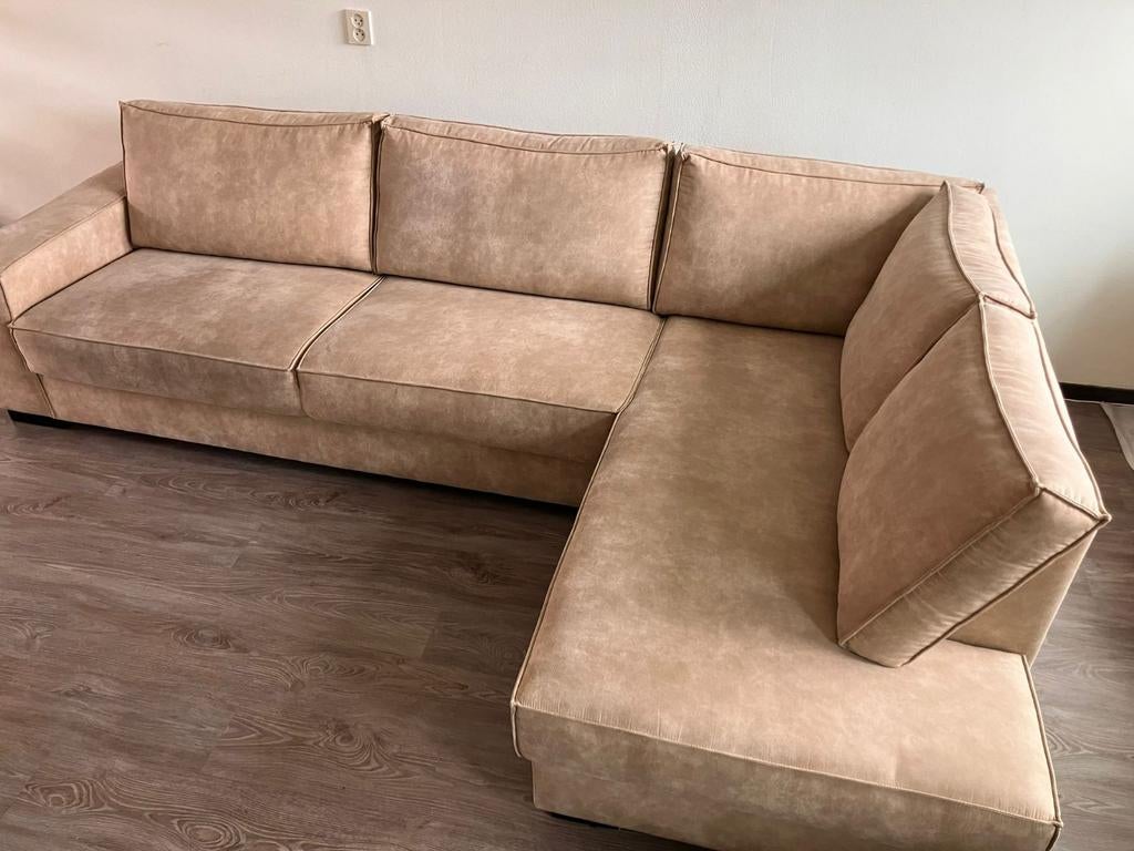 Hoekbank beige 3 zits lounge, Huis en Inrichting, Ophalen