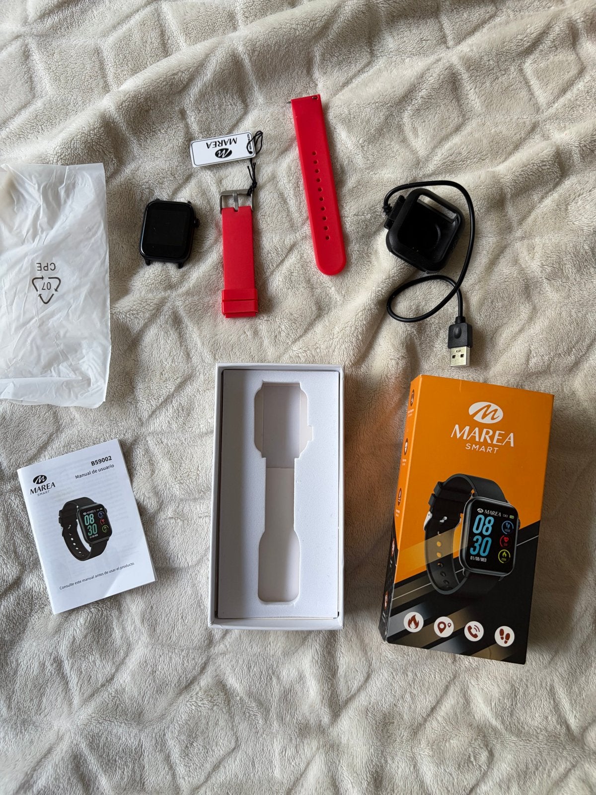 Marea Smartwatch B59002 - Nieuw in doos met extra bandje, Ophalen, Hartslag, Zwart, Nieuw