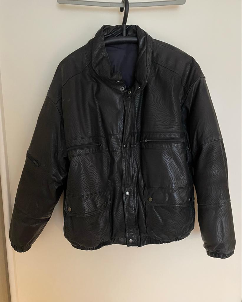Heren leren jas met donsvulling - Maat L, Kleding | Heren, Jassen | Winter, Ophalen of Verzenden, Zo goed als nieuw, Maat 52/54 (L)