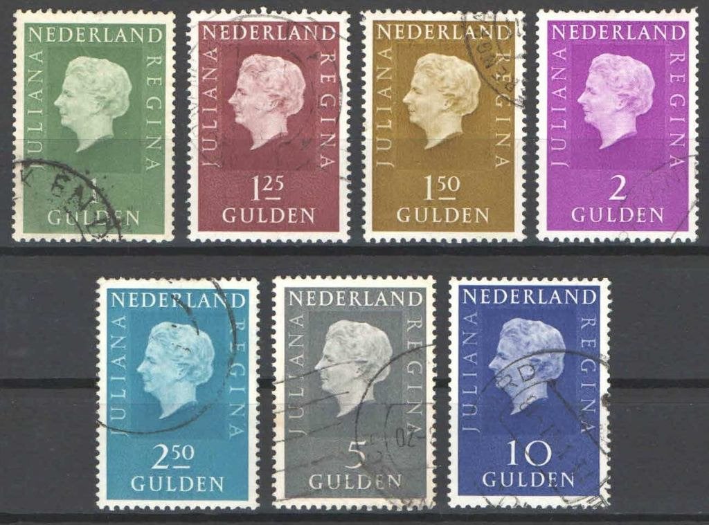 Nederland NVPH nr 952/8 gestempeld Koningin Juliana 1969-72, Postzegels en Munten, Ophalen of Verzenden, Na 1940, Gestempeld