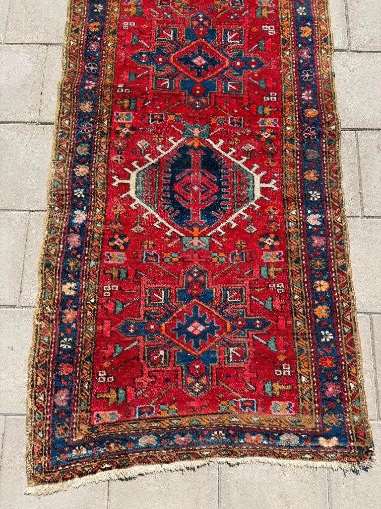 Authentieke Heriz loper Tapijt –338x94cm– tijdloze elegantie, Gebruikt, 200 cm of meer, NA, NA