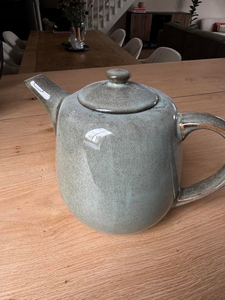 Groenblauwe theepot van Xenos, Ophalen of Verzenden, Gebruikt, Keramiek, Overige typen