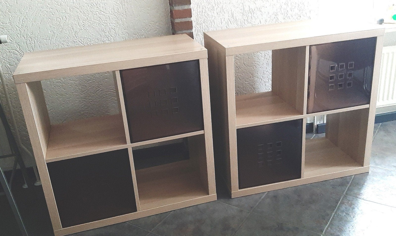 2x ikea kallax Vakkenkast met 4 lekman bakken, Ophalen, Zo goed als nieuw
