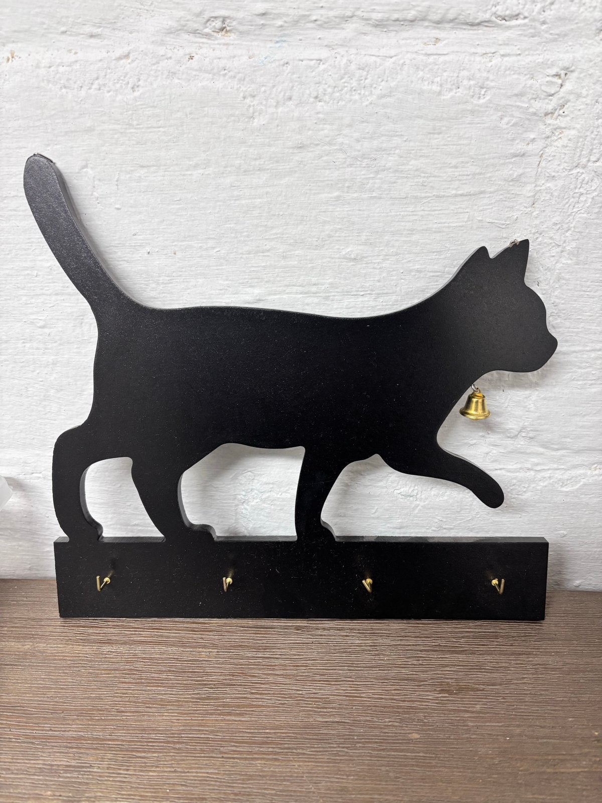 Sleutelrekje Kat Zwart 30x28cm met Belletje, Hout, Overige stijlen, Ophalen of Verzenden, Nvt