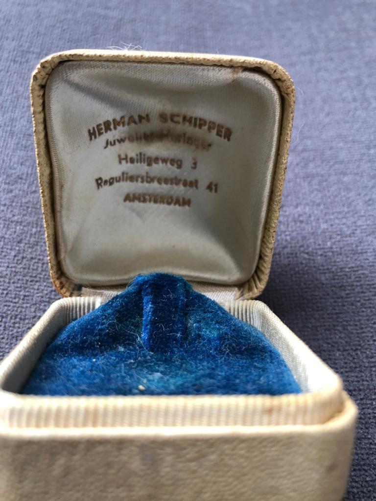 Vintage ringdoosje Herman Schipper Amsterdam blauw, Antiek en Kunst, Verzenden