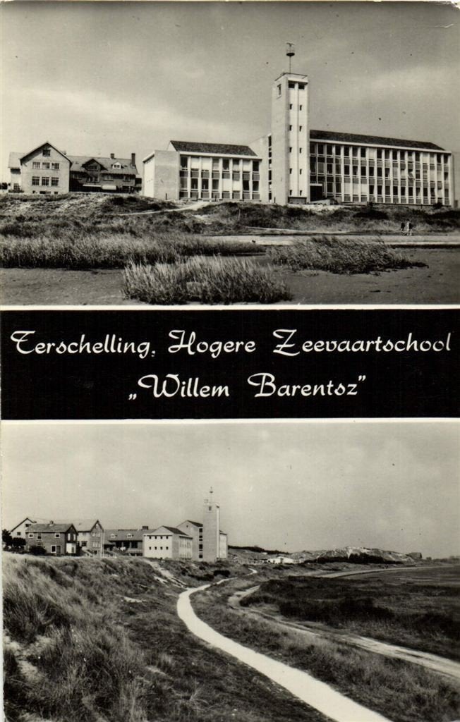 Terschelling, Hogere Zeevaartschool Willem Barentsz - 2 afb, Verzenden, 1960 tot 1980, Gelopen, Waddeneilanden