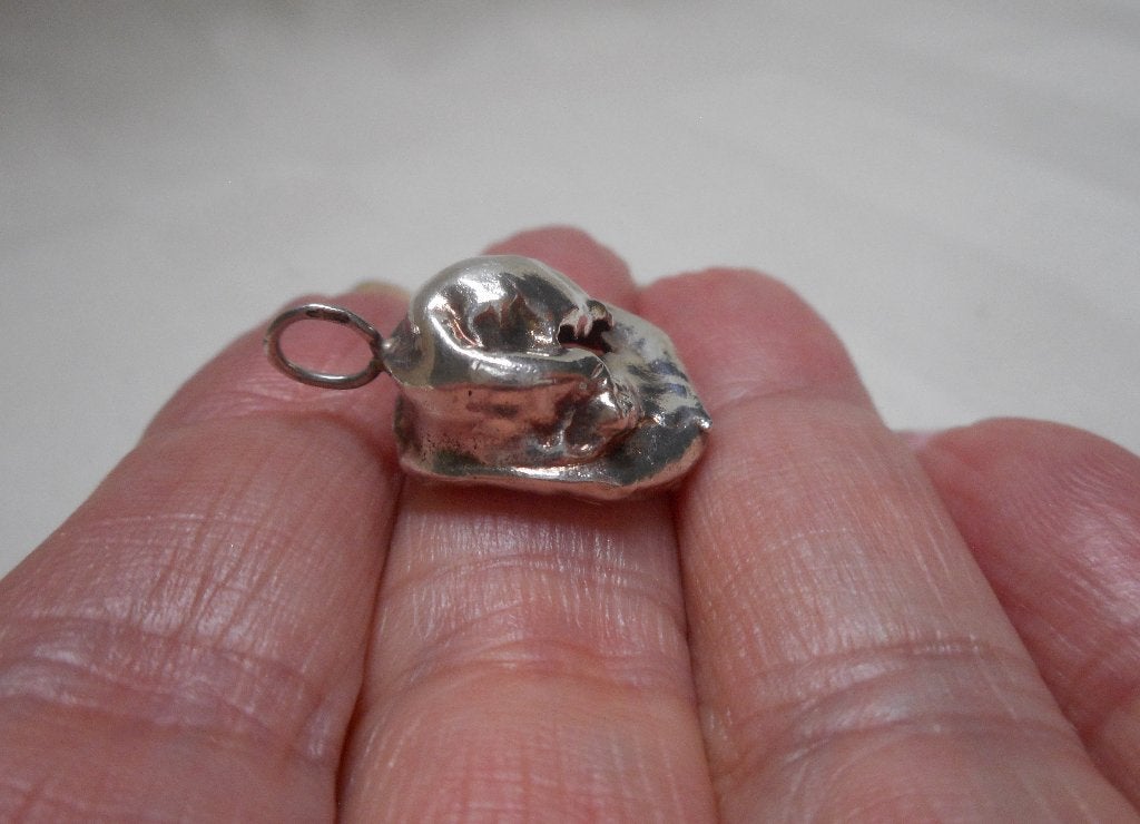 Zilveren vintage hanger nugget nr.607, Verzenden, Zo goed als nieuw, Zilver, Zilver