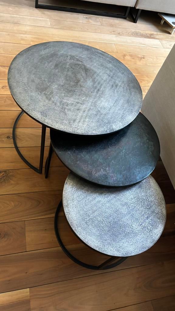 Den Bommel metalen salontafel Set - Zo goed als nieuw, Ophalen, Rond, 50 tot 100 cm, Zo goed als nieuw