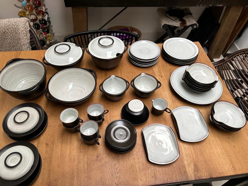 Vintage zwart wit ZAALBERG servies / onderdelen, Ophalen, Aardewerk, Overige stijlen