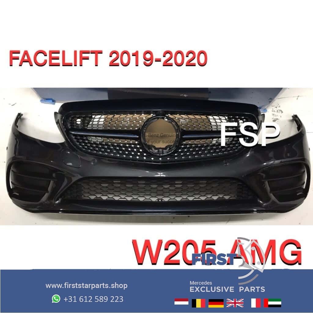 W205 Facelift AMG Voorbumper compleet Mercedes C Klasse 2019, Auto-onderdelen, Gebruikt, -, Voor, Ophalen of Verzenden