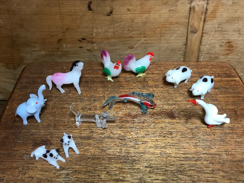 11 Murano glas diertjes oa olifant, zwaan, paard *Nous Deux*, Antiek en Kunst, Ophalen of Verzenden