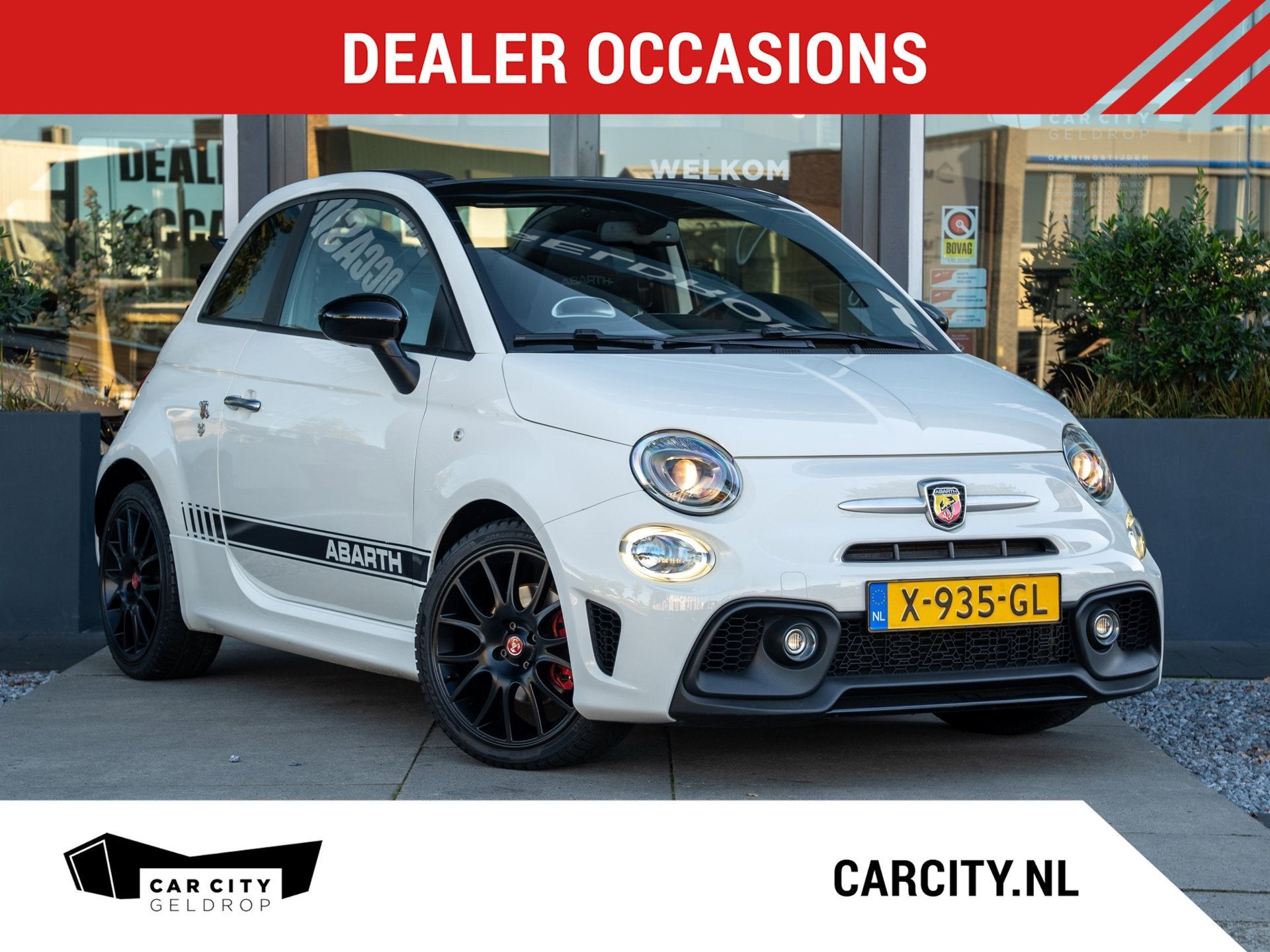 Abarth 595C 1.4 T-Jet | DAB+ | Parkeer sensoren | Climate co, Auto's, Voorwielaandrijving, Stof, Wit, Bedrijf