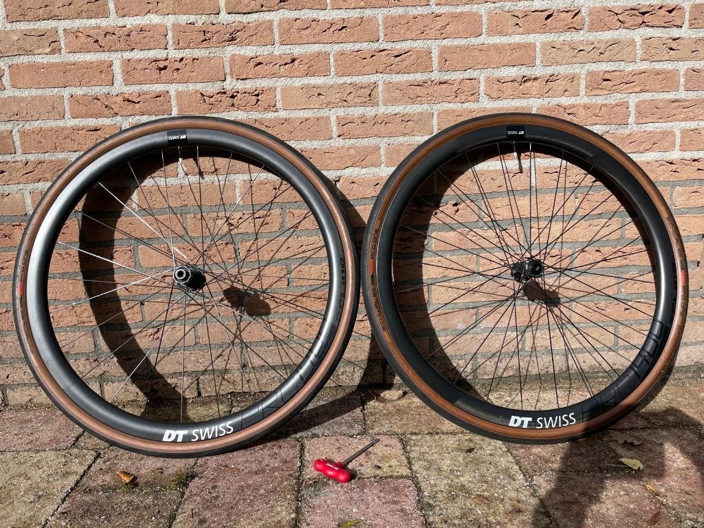 DT SWISS PRC1400 Spline 35 disc wielset + Schwalbe banden, Wiel, Gebruikt, DT Swiss, Ophalen of Verzenden