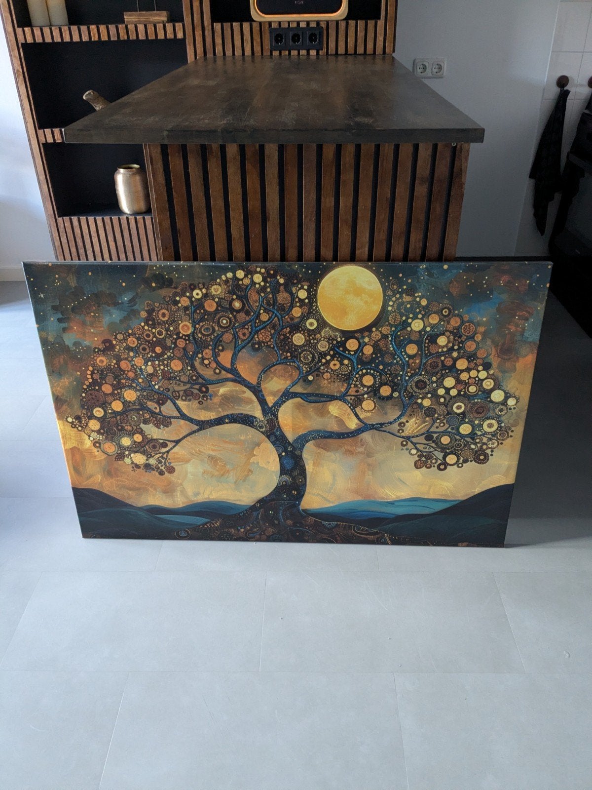 Schilderij 'Levensboom' - 120x80cm, uniek en sfeervol, Ophalen, Zo goed als nieuw, Schilderij, 100 tot 125 cm