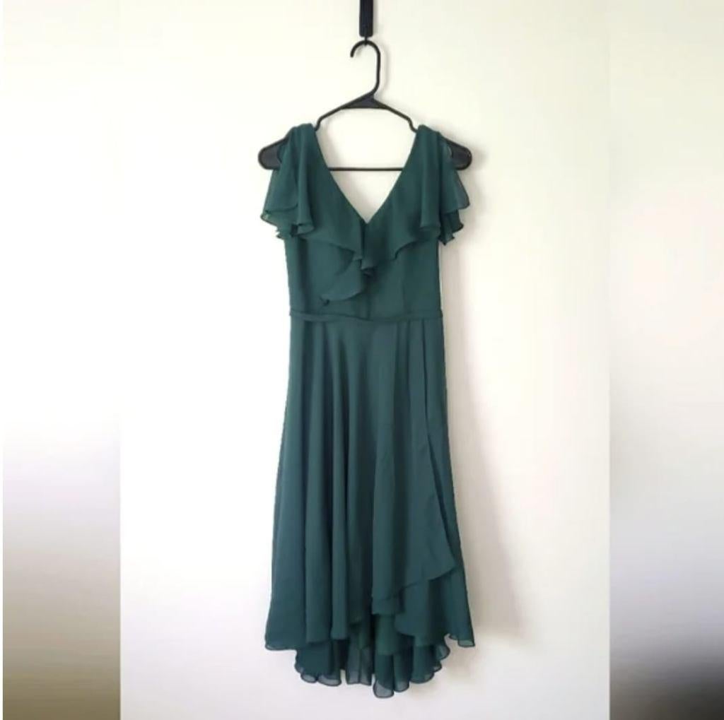 Mooie donkergroene Bruidsmeisjes Jurk maat M !!, Kleding | Dames, Jurken, Zo goed als nieuw, Maat 38/40 (M), Groen, Onder de knie