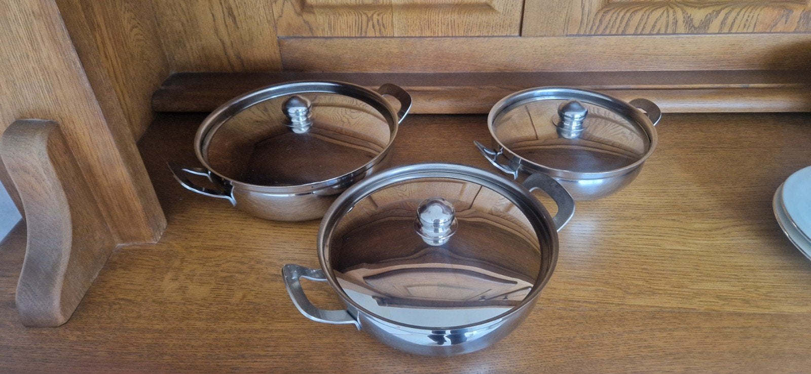 Set van 3 Gero RVS schalen met deksel, Ophalen, Gebruikt, Overige merken, Schaal of Schalen