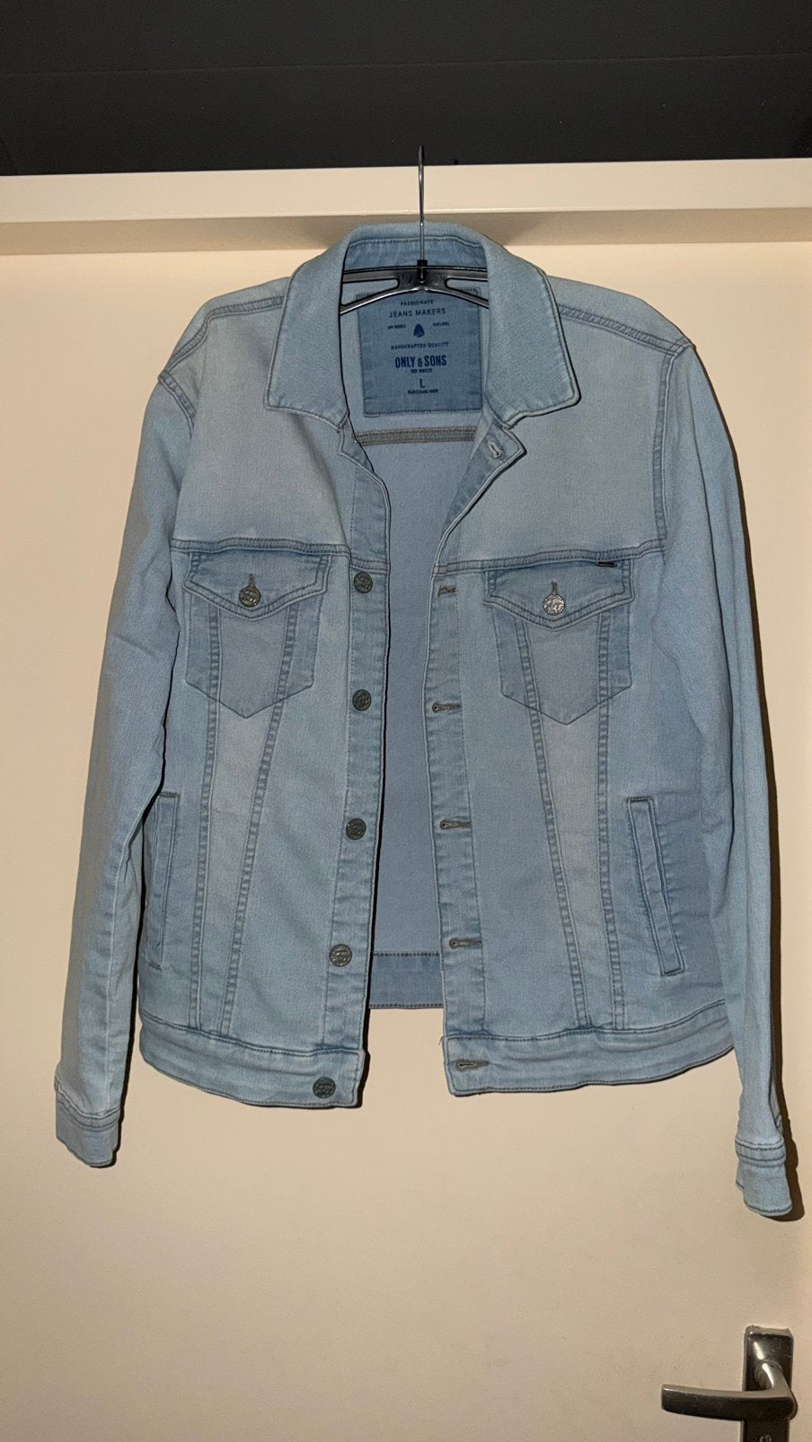Heren lichtblauwe spijkerjas van Only & Sons, Ophalen of Verzenden, Zo goed als nieuw, Blauw