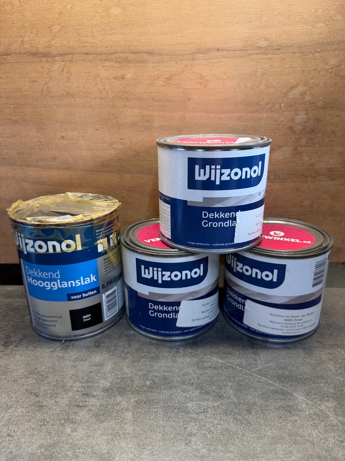 3x Wijzonol Grondverf zwart, 1x Hoogglans RAL 9450, Ophalen, Zwart, Nieuw, Verf