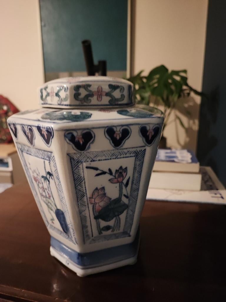 Chinees keramiek zeskantige pot vaas, Ophalen of Verzenden, Zo goed als nieuw