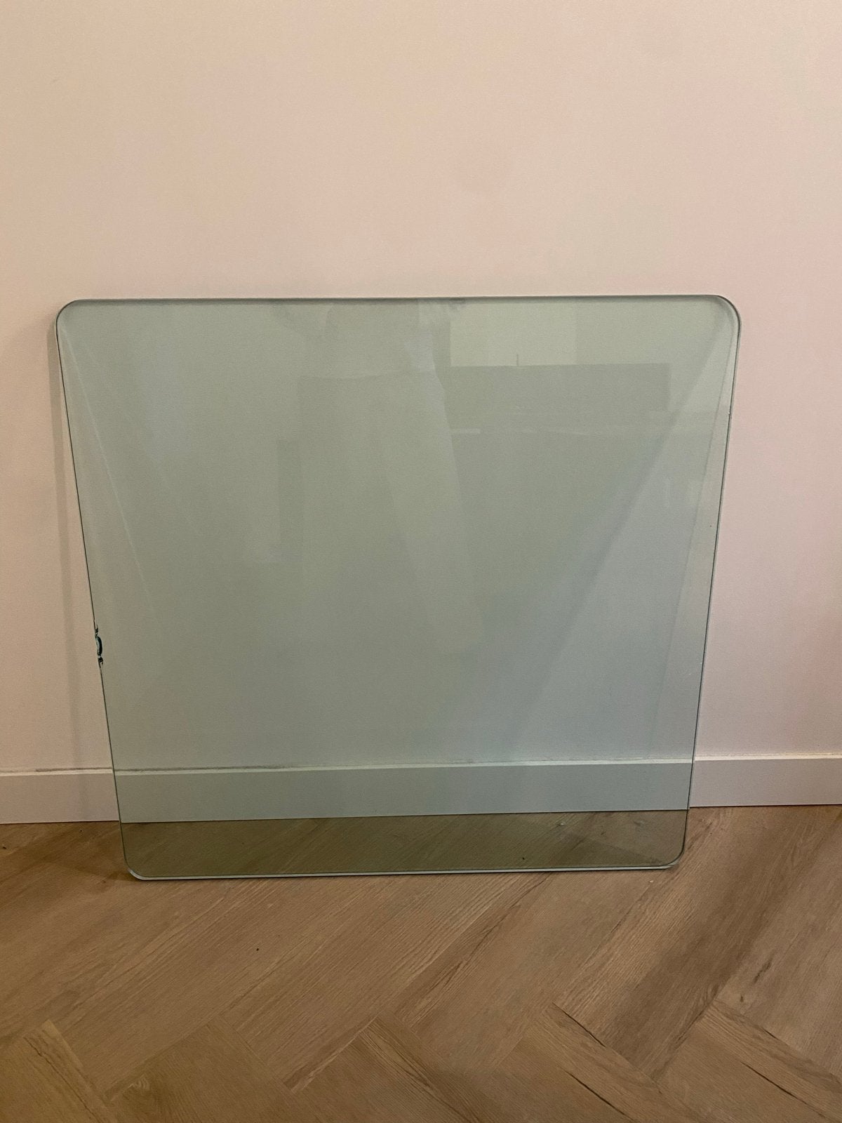 Gebruikte Glasplaat met afgeronde hoeken 1m x 1m, Ophalen of Verzenden, Gebruikt, Glasplaat, 80 tot 120 cm