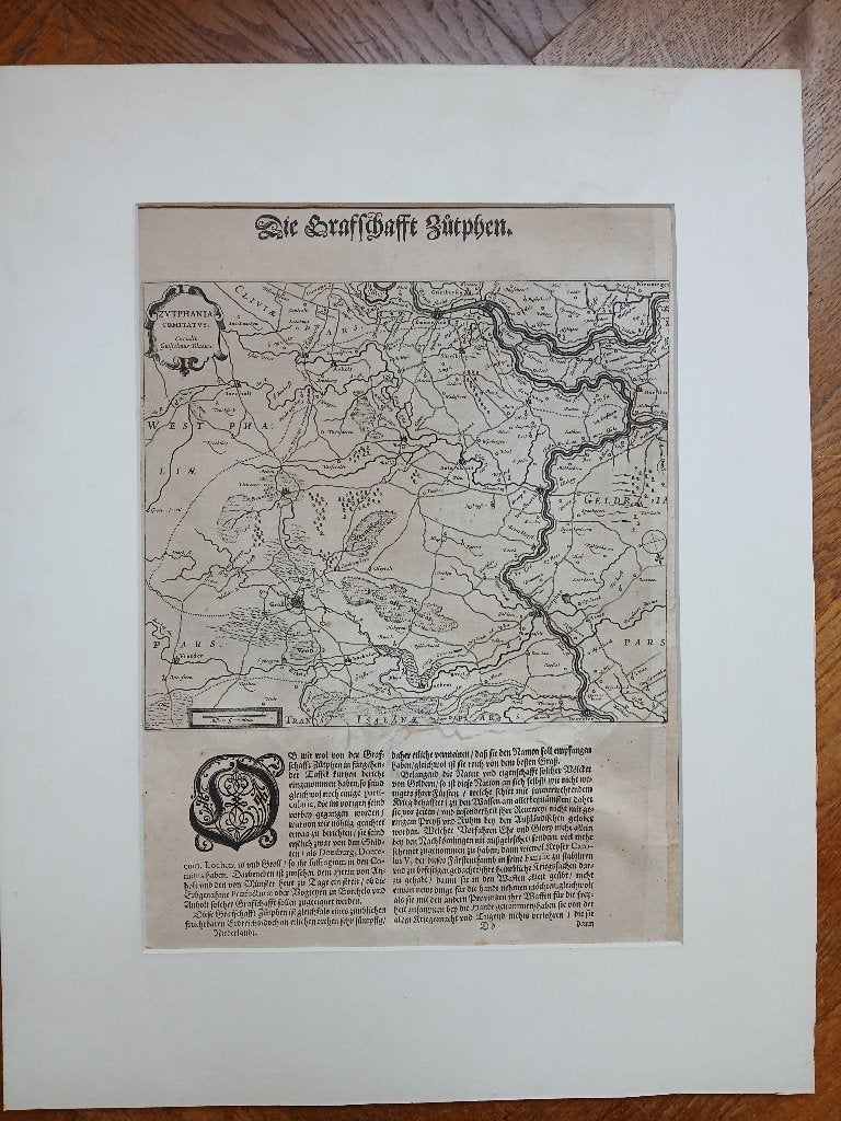 Gravure 1627 Zutphen ZUTPHANIA COMITATVS (BKE-164), Antiek en Kunst, Ophalen