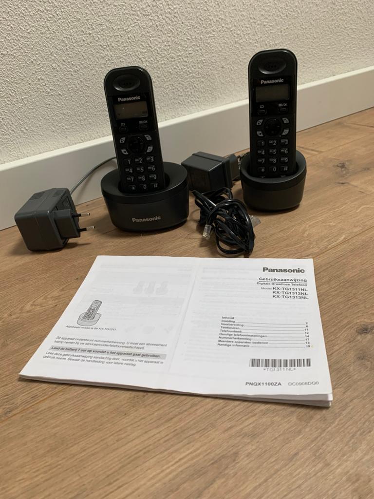 Panasonic KX-TG1311 duo handset dect telefoon, Telecommunicatie, Ophalen of Verzenden, Gebruikt, 2 handsets, Stralingsarm