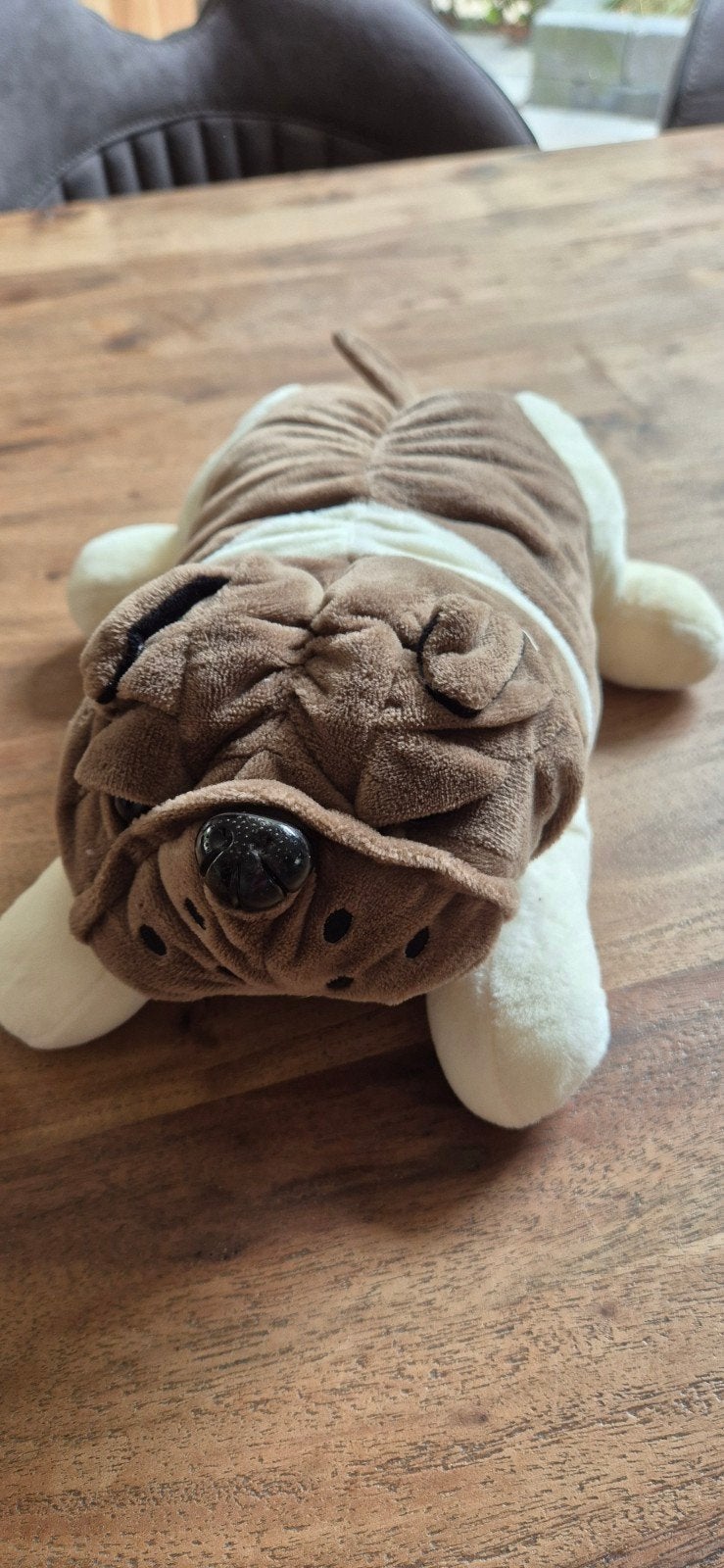 Schattige liggende bulldog knuffel - Bruin/Wit, Overige merken, Overige karakters, Zo goed als nieuw, Middelgroot (20 tot 80 cm)