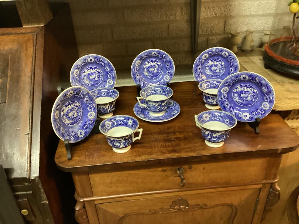 6 kop en schotels en 1 los bordje van Societe Ceramique, Antiek en Kunst, Ophalen