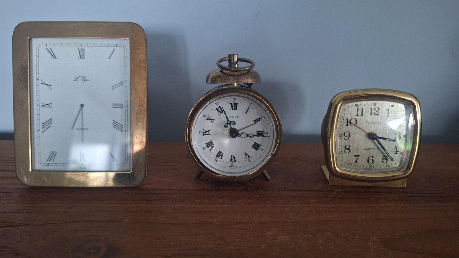 Set van 3 Vintage Messing Klokken - Europa, Chambord, L'Epée, Ophalen of Verzenden
