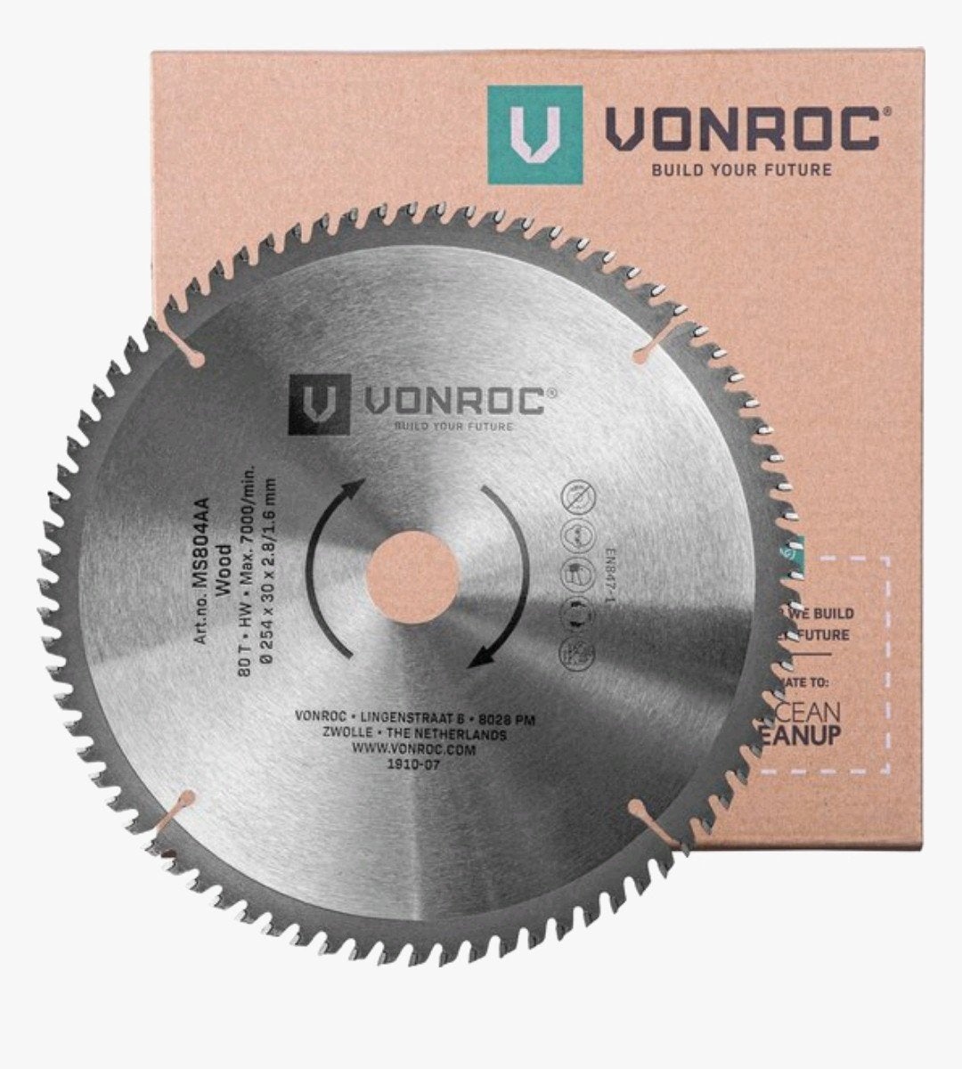 Cirkelzaagblad 254mm 80T voor Houtzaagblad, VONROC, Cirkelzaag, 70 mm of meer, Nieuw