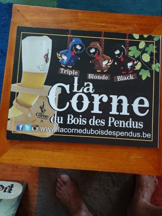 La Corne du Bois des Pendus bier reclamebord 35x45 cm, Verzamelen, Ophalen of Verzenden